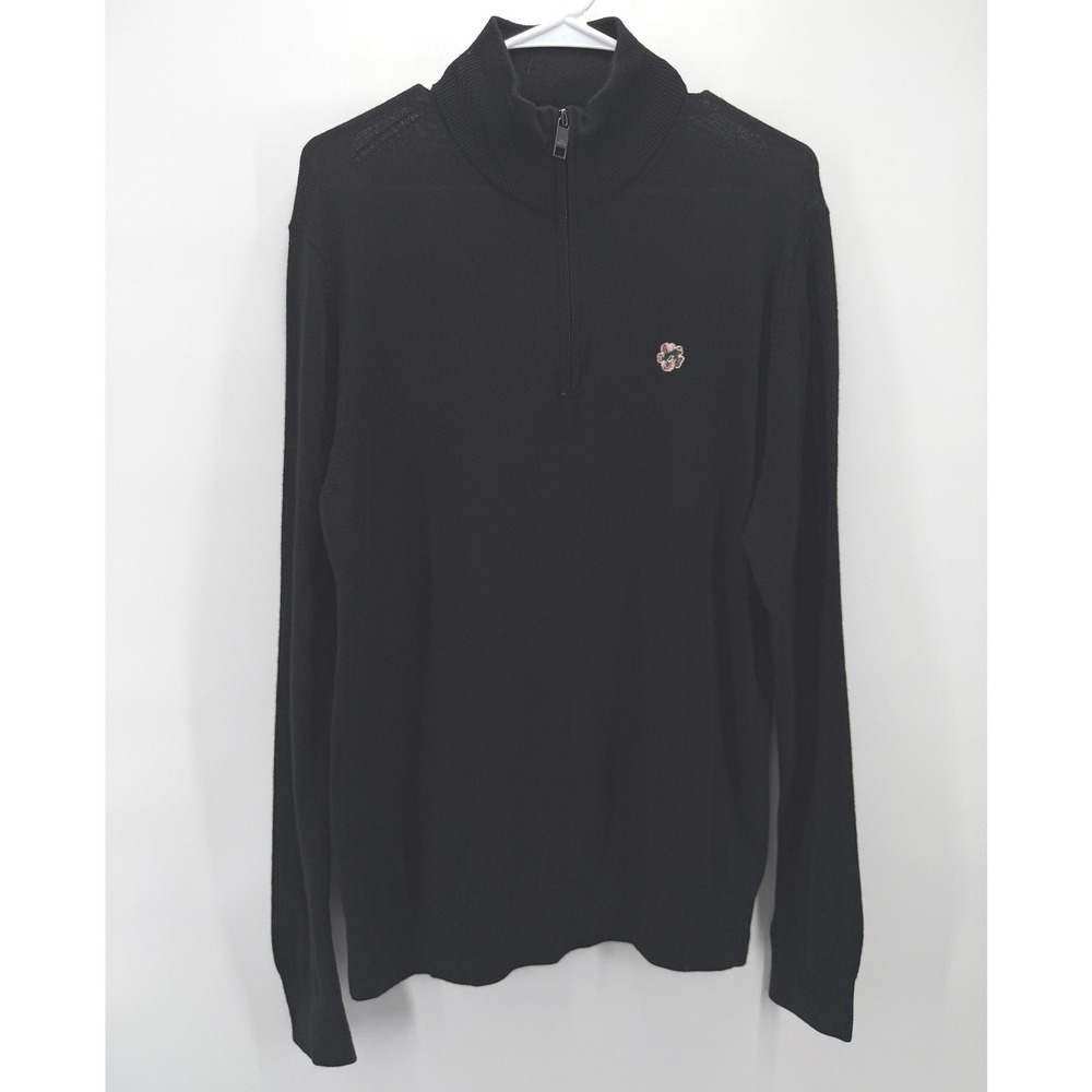 Ted Baker London Tooting Merino Wool Half Zip Black Sweater Preppy Men 4/L EUC